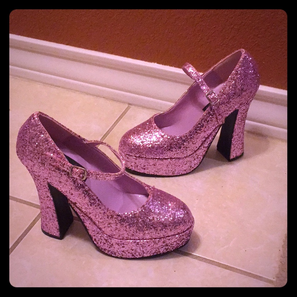 Pleaser Pink Glitter Mary Jane Shoes - NEW!